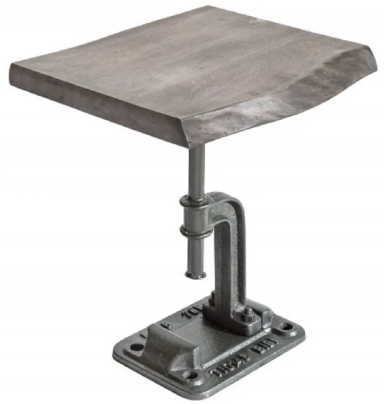 Solange Der Vorrat Reicht Casa Padrino mesa auxiliar de diseño industrial gris 43 x 35 x A. 46 cm - Mesa de metal de estilo industrial con tablero de madera maciza - Muebles de diseño industrial