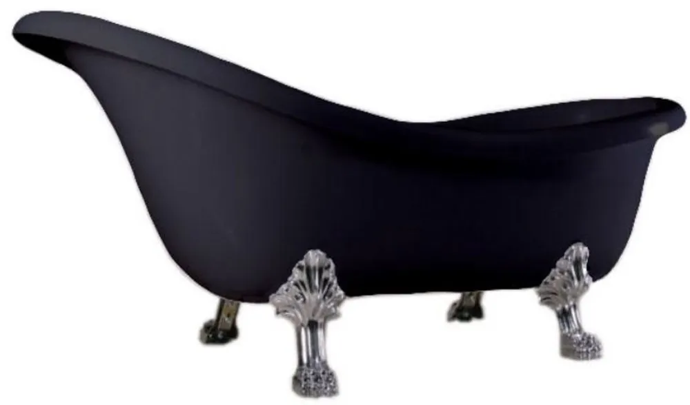 Casa Padrino bañera Art Nouveau de lujo negro / plata 174 x 83 x A. 81 cm - Bañera retro independiente con pies de león - Muebles de baño retro Mega-Angebot