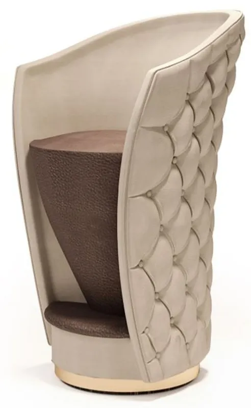 Casa Padrino Silla de Bar Chesterfield de Lujo de Piel Genuina Beige / Marrón / Oro 66 x 66 x A. 103 cm - Silla de Bar Giratoria Hecha a Mano - Muebles de Hotel - Calidad de Lujo - Hecho en Italia Schnäppchen
