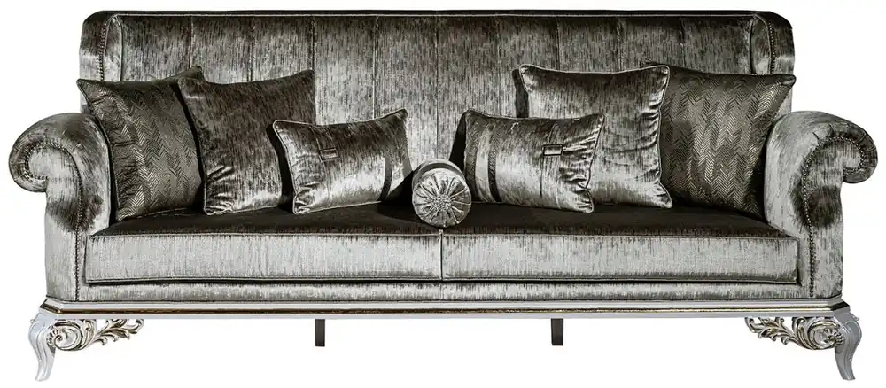 Heißes Angebot Casa Padrino sofá barroco de lujo verde / blanco / oro 230 x 85 x A. 104 cm - Magnífica sofá de salón con cojines decorativos - Noble y Magnífica