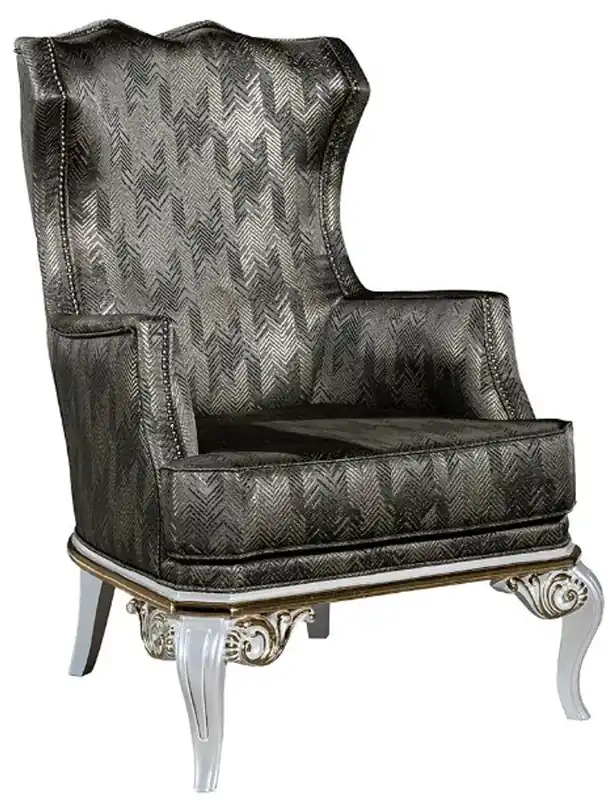 Neue Kollektion Casa Padrino sillón orejas barroco de lujo verde / blanco / oro 77 x 85 x A. 113 cm - Sillón de salón con patrón elegante - Muebles de salón barrocos