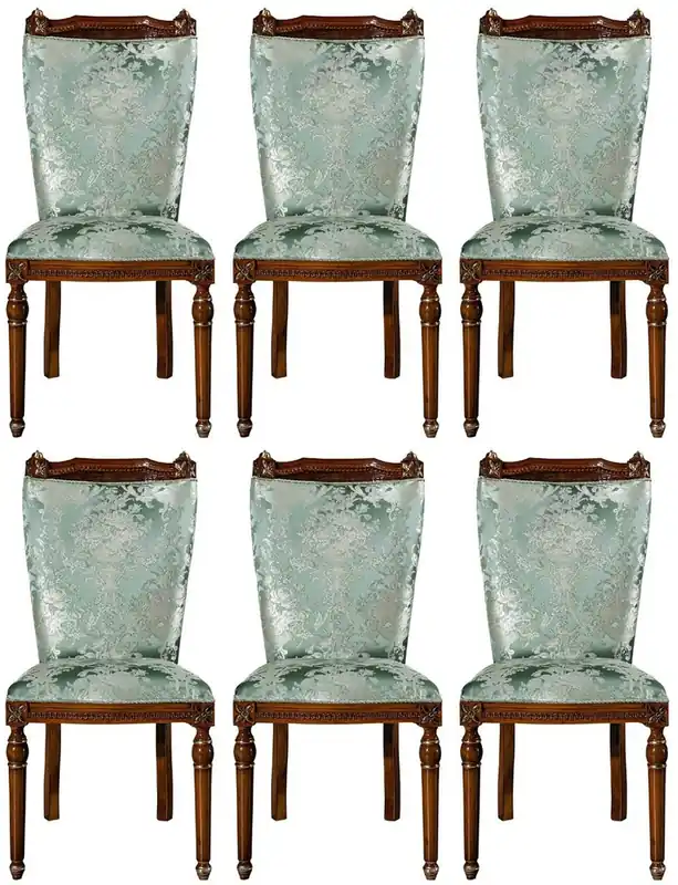 Aktuell Casa Padrino conjunto de sillas de comedor barrocos de lujo verde menta / marrón 53 x 55 x A. 109 cm - Conjunto de sillas de cocina noble de 6 - Muebles de comedor barrocos