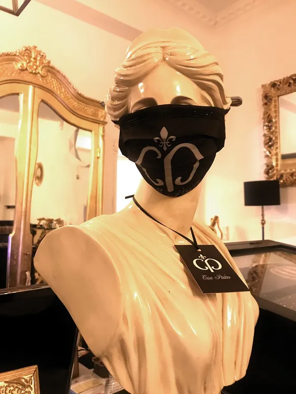 Highlight Casa Padrino Bling Bling Mask Negro / Plata - Máscara CP con diamantes de imitación negros