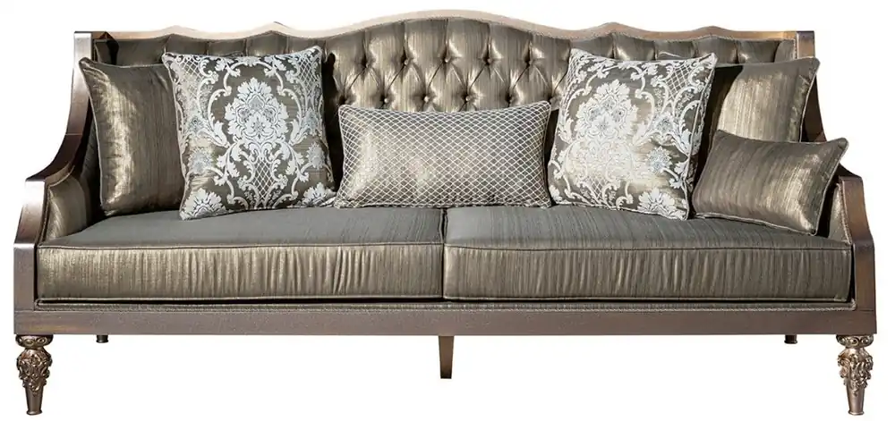 Casa Padrino sofá barroco de lujo verde / plata / cobre / oro 210 x 86 x A. 89 cm - Sofá de salón con cojines decorativos - Muebles de salón barrocos Heißes Angebot