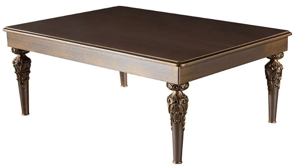 Jetzt Kaufen Casa Padrino mesa de centro barroco de lujo marrón / plata / cobre / oro 115 x 80 x A. 45 cm - Mesa de salón de madera maciza con tapa de vidrio - Muebles de salón barrocos