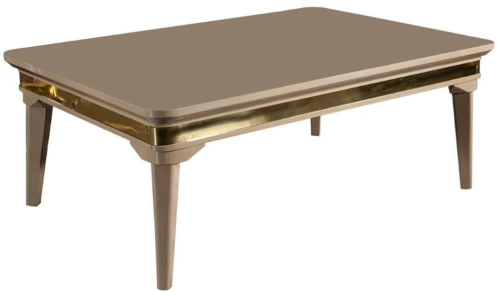 Sichere Zahlung Casa Padrino mesa de centro Art Deco de lujo beige / oro 120 x 80 x A. 45 cm - Mesa de salón de madera maciza - Muebles de Salón Art Deco