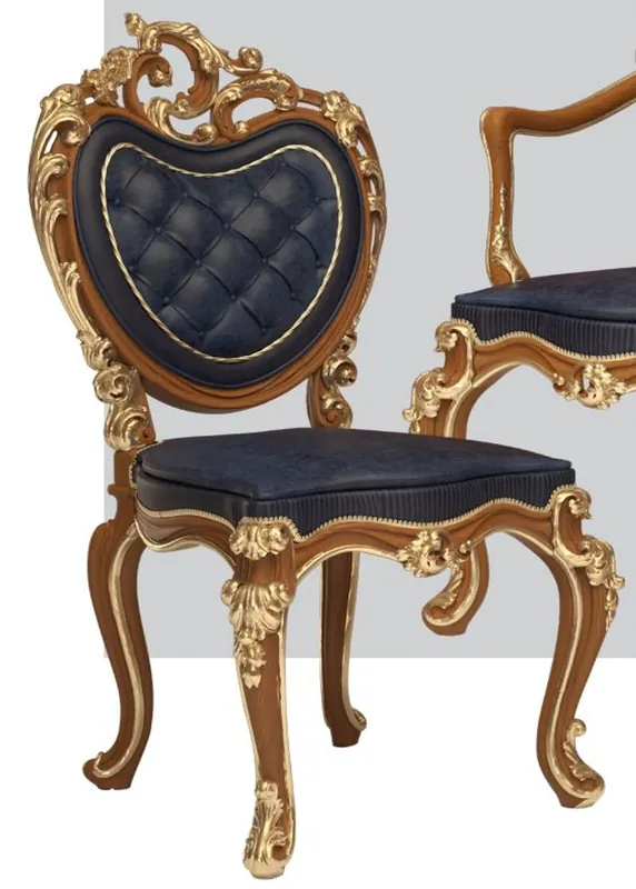 Heißes Angebot Casa Padrino conjunto de sillas de comedor barrocos de lujo azul oscuro / marrón / oro 57 x 62 x A. 105 cm - Sillas de cocina magnífica de 4 - Muebles de castillo de restaurante de hotel - Calidad de lujo