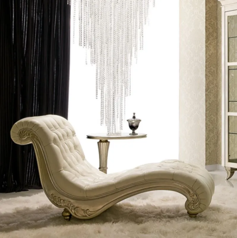 Schneller Versand Casa Padrino sillón reclinable Art Deco de lujo beige / plata 156 x 70 x A. 88 cm - Chaise longue de madera maciza noble con tela de terciopelo - Muebles de Salón Art Deco