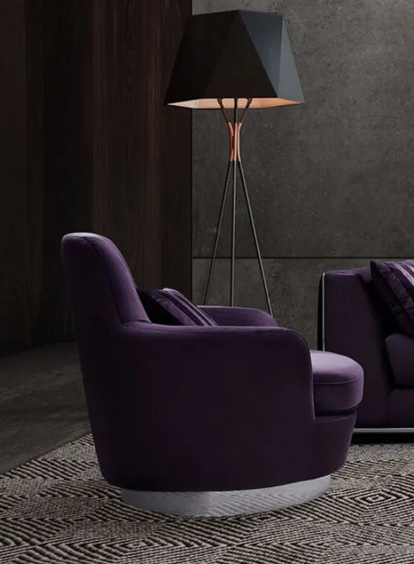 Casa Padrino sillón giratorio de lujo púrpura / plata 83 x 86 x A. 81 cm - Sillón de salón con cojín decorativa - Muebles de salón de lujo Direkt Vom Hersteller