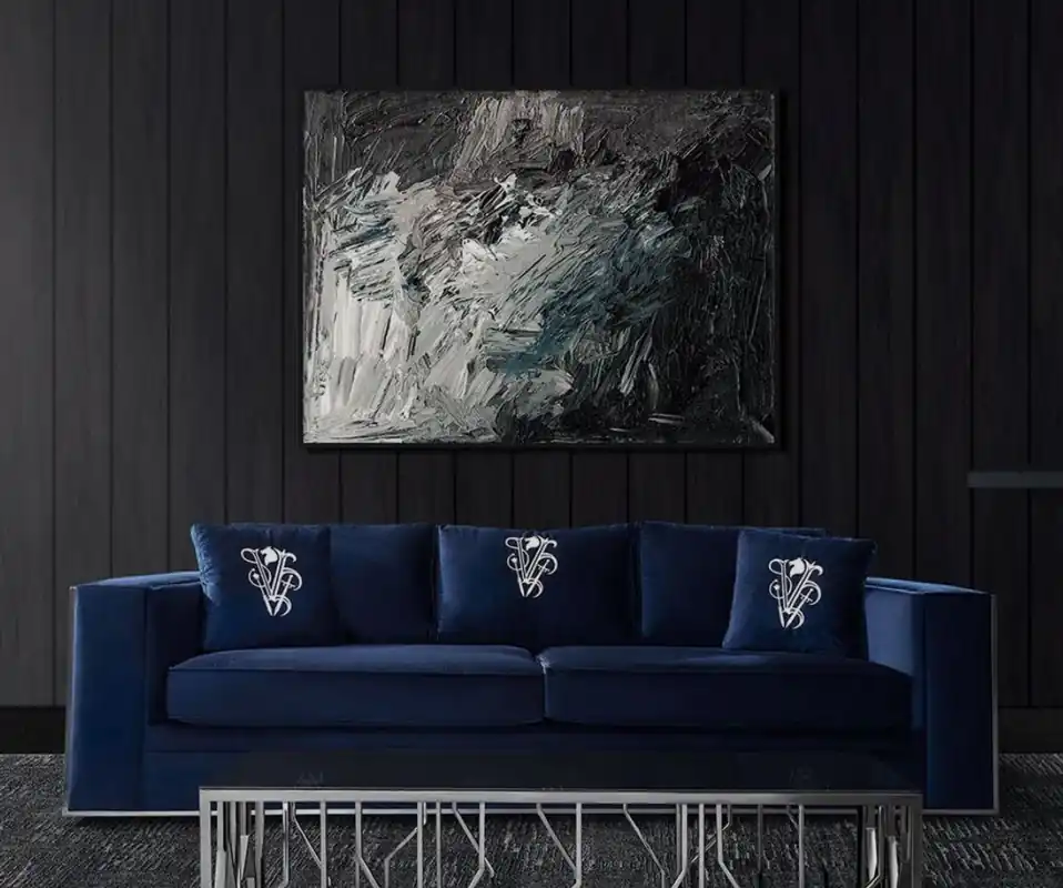 Casa Padrino sofá de lujo azul / plata 240 x 95 x A. 65 cm - Sofá de salón con cojines decorativos - Muebles de salón de lujo Solange Der Vorrat Reicht