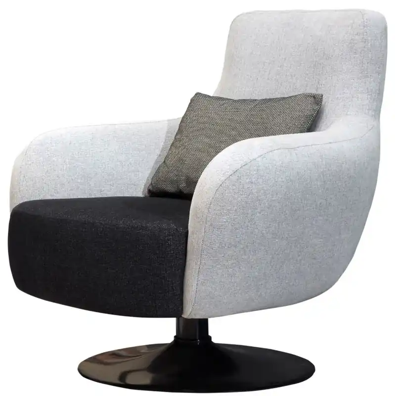 Casa Padrino sillón giratorio de lujo gris claro / negro 87 x 84 x A. 88 cm - Sillón de salón con cojín decorativa - Muebles de salón de lujo Preiswert