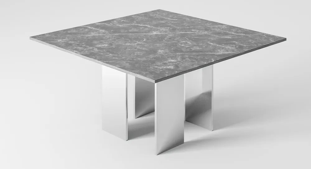 Neu Casa Padrino mesa de comedor de lujo gris / plata 150 x 150 x A. 75 cm - Mesa de comedor cuadrada con tapa de mármol - Muebles de comedor - Colección de Lujo