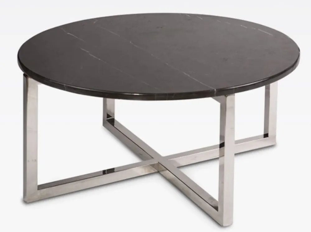 Casa Padrino mesa de centro de lujo gris grafito / plata Ø 80 x A. 40 cm - Mesa de salón redonda moderna con tapa de mármol - Muebles de Salón Expressversand