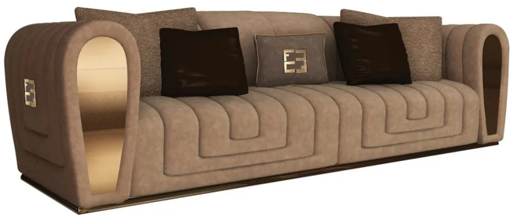 Casa Padrino sofá de gamuza de lujo con cojines decorativos taupe / oro 260 x 100 x A. 76 cm - Muebles de Hotel - Calidad de Lujo - Hecho en Italia Aktuell