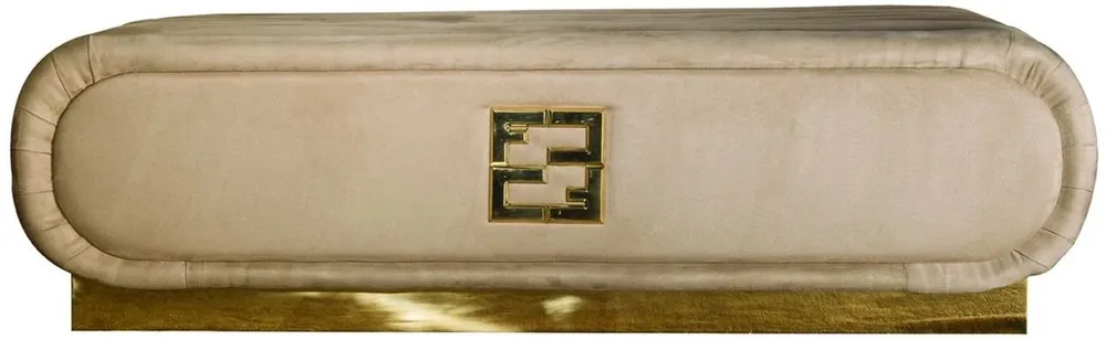 Casa Padrino banco de gamuza de lujo taupe / oro 130 x 60 x A. 36 cm - Muebles de Hotel - Calidad de Lujo - Hecho en Italia Preis Gesenkt