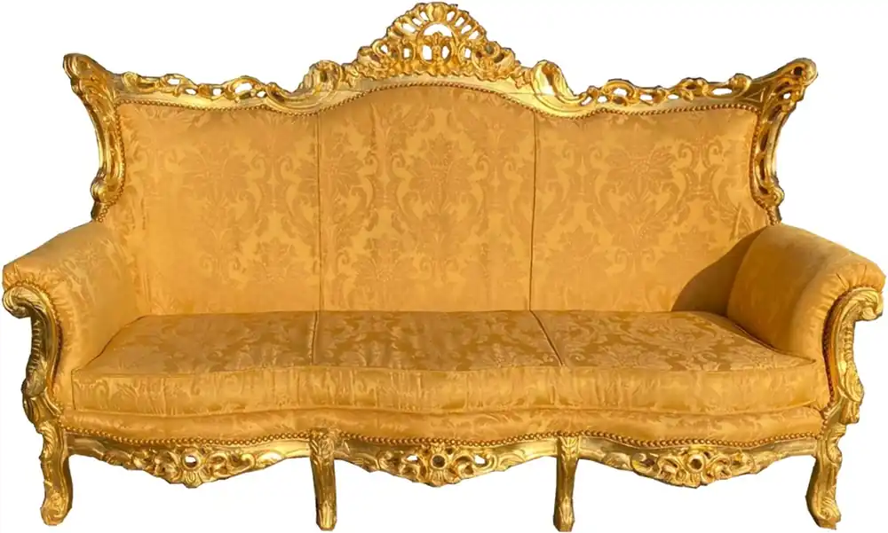 Casa Padrino sofá barroco de 3 plazas patrón de ramo dorado / dorado - muebles de sala sofá lounge - estilo antiguo Knallerangebot