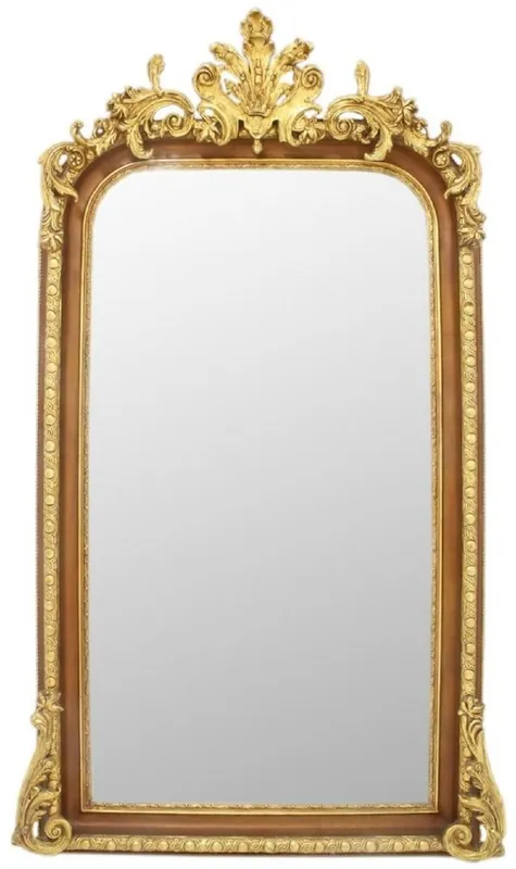 Saisonangebot Casa Padrino espejo barroco marrón / oro 85 x A. 160 cm - Magnífico espejo de pared de estilo barroco - Espejo de armario de estilo antiguo - Espejo de salón - Muebles Barrocos