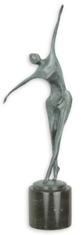 Casa Padrino escultura de bronce de diseñador bailarín azul / negro 18,6 x 13 x A. 57,2 cm - Figura de bronce moderna con base de mármol - Accesorios Decorativos Neuheit