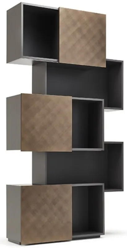 Casa Padrino armario de estantería de lujo con 3 puertas correderas grafito / bronce 104,5 x 30 x A. 196,5 cm - Armario de Libros - Armario de Salón - Armario de Oficina - Mueble de Lujo Preiswert