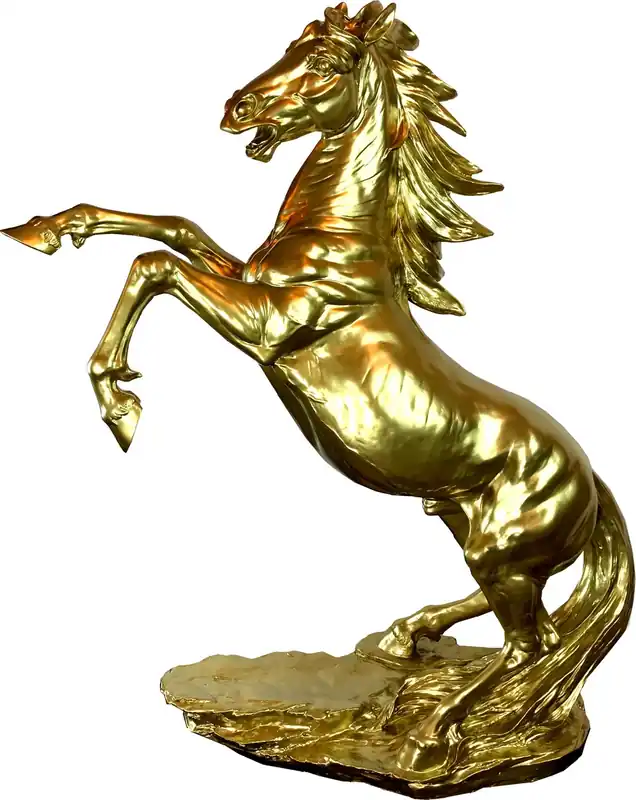 Expressversand Casa Padrino Deco Escultura Caballo Salvaje Oro H. 90 cm - Elegante figura decorativa de resina - Accesorios de decoración para sala