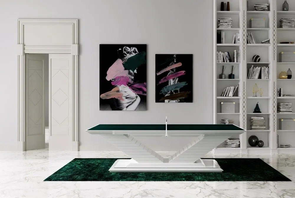 Casa Padrino mesa de ping pong de interior de diseño de lujo verde / blanco brillante 274 x 152,5 x A. 76 cm - Colección Hotel - Calidad de Lujo Preisknaller