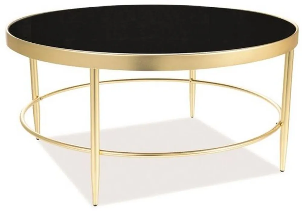 Nur Für Kurze Zeit Casa Padrino mesa de centro de lujo oro mate / negro Ø 82 x A. 40 cm - Mesa de salón redonda con tapa de vidrio - Muebles de Salón