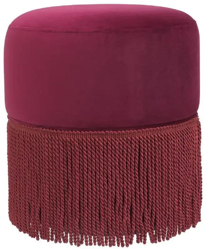 Casa Padrino taburete de terciopelo de lujo rojo burdeos Ø 40 x A. 47 cm - Taburete Redondo - Muebles de Salón de Lujo Geprüft