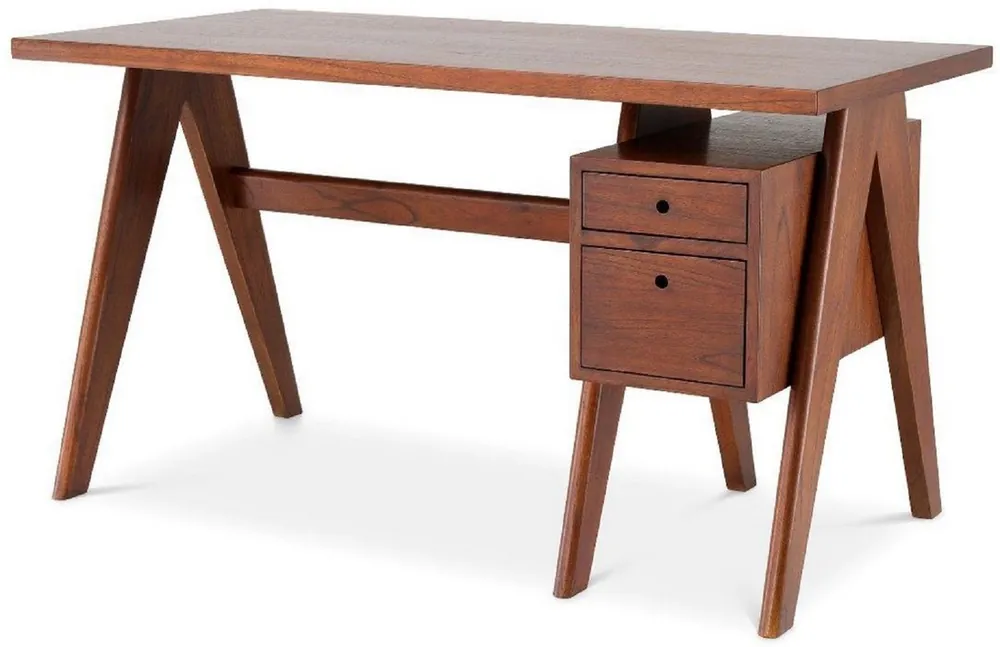 Casa Padrino escritorio de lujo marrón 140 x 69 x A. 77 cm - Elegante escritorio de madera maciza con 2 cajones - Muebles de Oficina de Lujo Finale Aktion