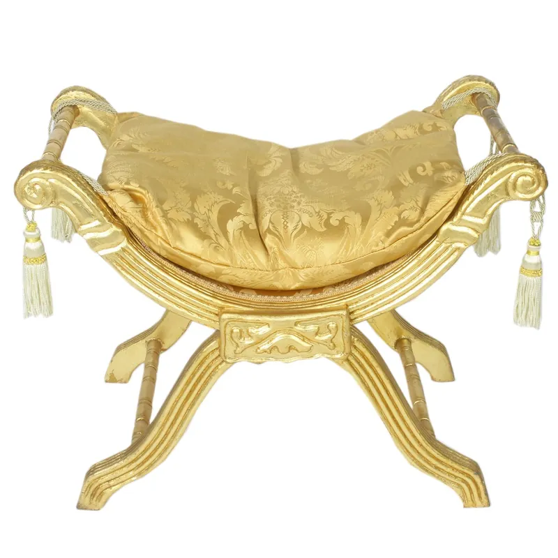 Taburete barroco Casa Padrino - taburete cruzado patrón oro / oro - muebles antiguos Schnäppchen