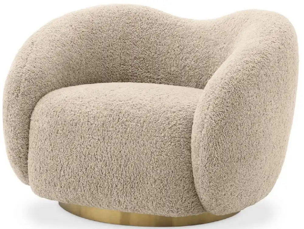 Casa Padrino sillón giratorio de lujo arena / latón 105 x 91 x A. 74 cm - Sillón de Salón - Muebles de Lujo Neue Ware