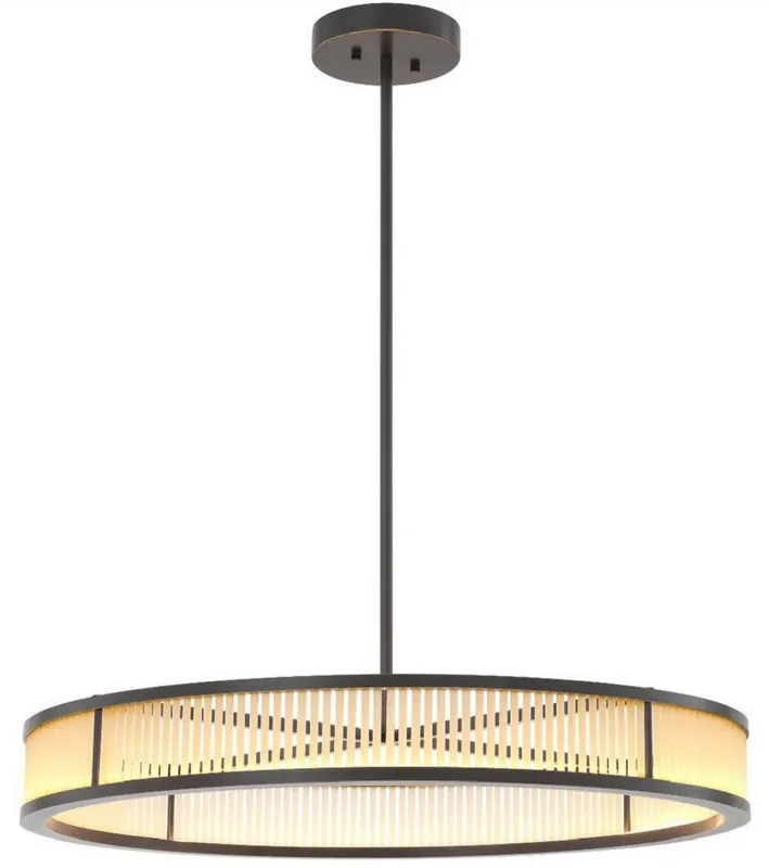 Casa Padrino lámpara de araña LED de lujo bronce / blanco Ø 90 x A. 15 cm - Lámpara de araña redonda moderna regulable - Calidad de Lujo Wochenendangebot