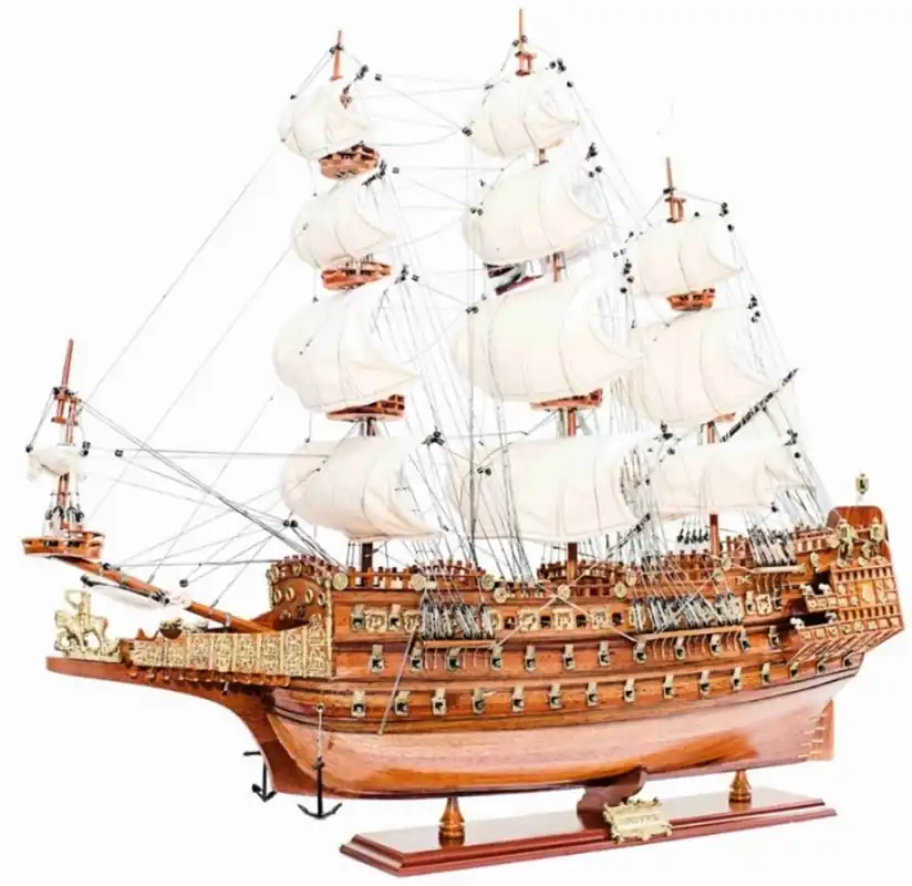 Casa Padrino buque insignia Sovereign of the Seas con soporte de madera maciza marrón 95 x 30 x A. 83 cm - Barco decorativo barco de madera barco de vela barco de guerra - Accesorios Decorativos Saisonangebot