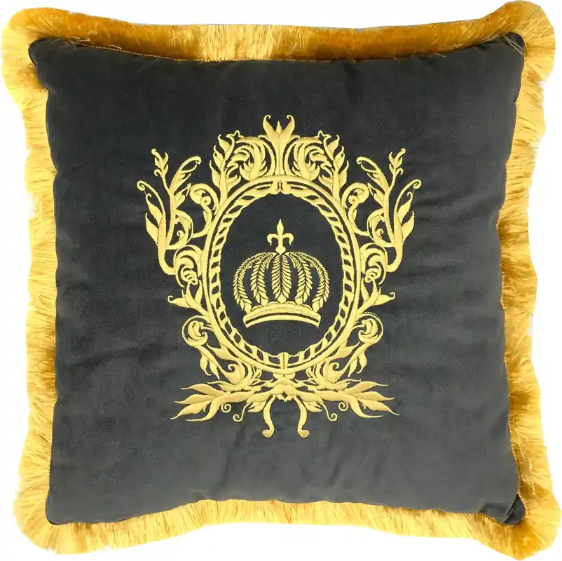 Finale Aktion Harald Glööckler almohada decorativa de lujo Pompöös de Casa Padrino gris / dorado - almohada Glööckler