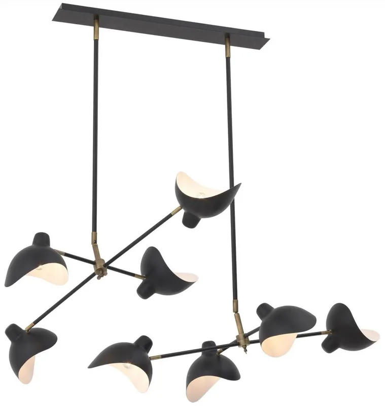 Super-Preis Casa Padrino lámpara de araña de diseño negro / latón antiguo 152 x 100 x A. 140 cm - Elegante lámpara de araña de estilo años 50 con brazos ajustables - Colección de Lujo