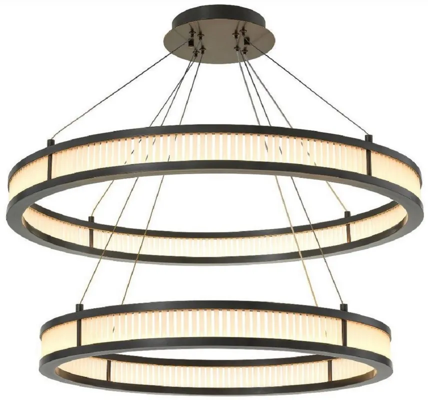 Bestpreis Casa Padrino lámpara de araña LED de lujo bronce / blanco Ø 85 cm - Lámpara de araña redonda moderna - Lámpara de Araña de Salón - Lámpara de Araña de Hotel