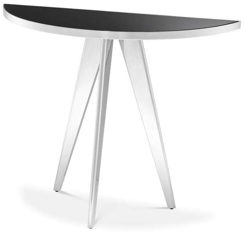 Preis Gesenkt Casa Padrino mesa auxiliar de lujo plata / negro 100 x 35 x A. 81 cm - Mesa de acero inoxidable con tapa de vidrio - Muebles de salón de lujo