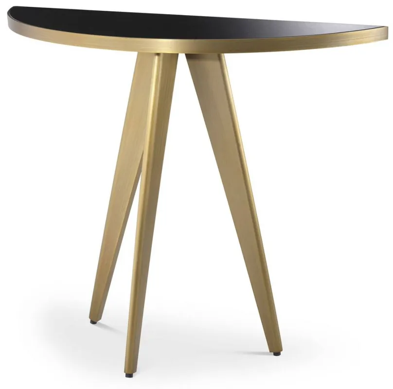 Bestseller Casa Padrino mesa auxiliar de lujo latón / negro 100 x 35 x A. 81 cm - Mesa de acero inoxidable con tapa de vidrio - Muebles de salón de lujo