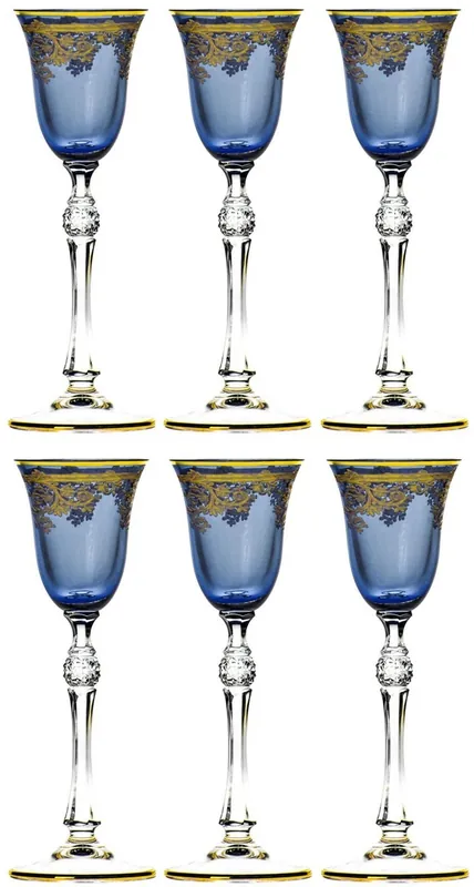 Kracherpreis Casa Padrino conjunto de 6 vasos de licor barroco de lujo azul / oro Ø 6,5 x A. 18,5 cm - Vasos de licor hechos a mano y pintados a mano - Accesorios para Hoteles y Restaurantes - Calidad de Lujo