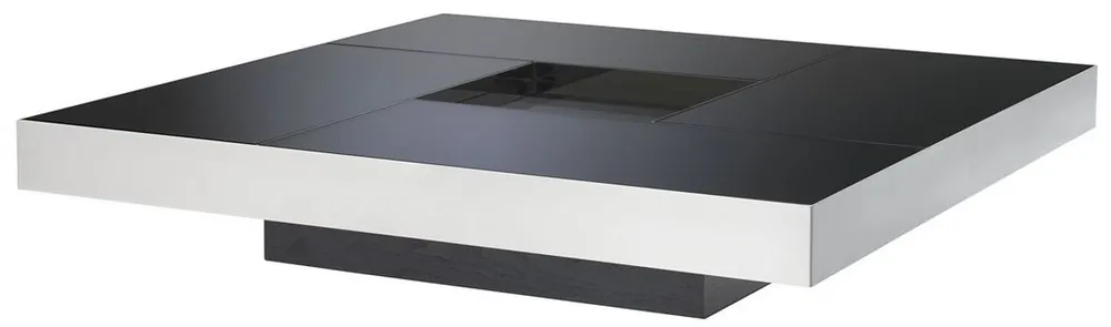 Bestseller Casa Padrino mesa de centro de lujo plata / negro 120 x 120 x A. 23,5 cm - Mesa de salón cuadrada de acero inoxidable con tablero de vidrio espejo - Muebles de salón - Calidad de Lujo