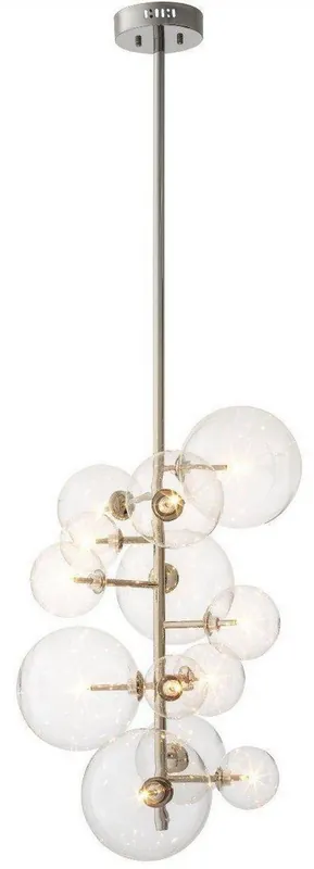Casa Padrino lámpara de araña halógena de lujo plata 26 x 26 x A. 71 cm - Lámpara de araña moderna con pantallas de vidrio redondas - Colección de Lujo Rabatt