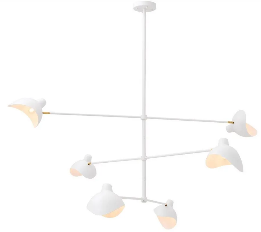 Casa Padrino lámpara de araña de diseño blanco / latón antiguo 180 x 180 x A. 84,5 cm - Elegante lámpara de araña de estilo años 50 - Colección de Lujo Knallerangebot