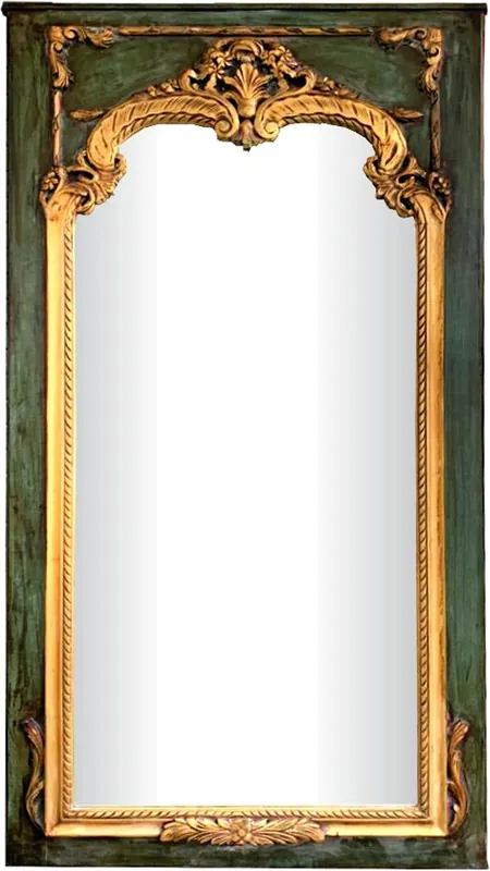 Billig Casa Padrino Espejo de pared barroco verde estilo antiguo / oro 105 cm x H 192 cm - aspecto antiguo - noble y magnífico
