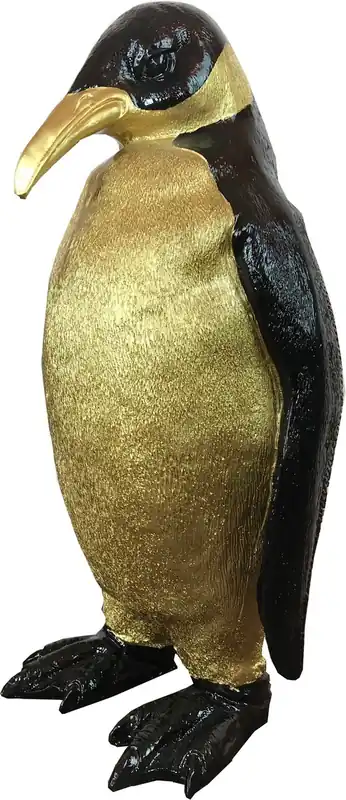 Sale Casa Padrino figura decorativa de diseño pingüino negro / oro 24 x 20 x A. 48 cm - Escultura decorativa resistente a la intemperie - Decoración de Sala de Estar