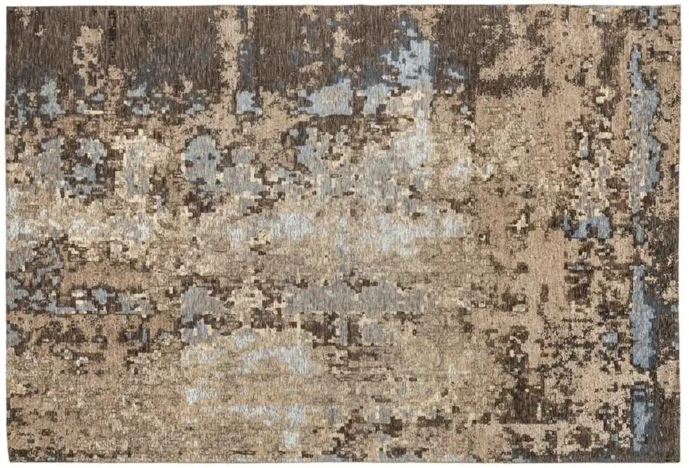 Casa Padrino alfombra de algodón de lujo beige / marrón / azul - Diferentes Tamaños - Alfombra de salón rectangular con estructura en relieve - Colección de Lujo Nur Für Kurze Zeit