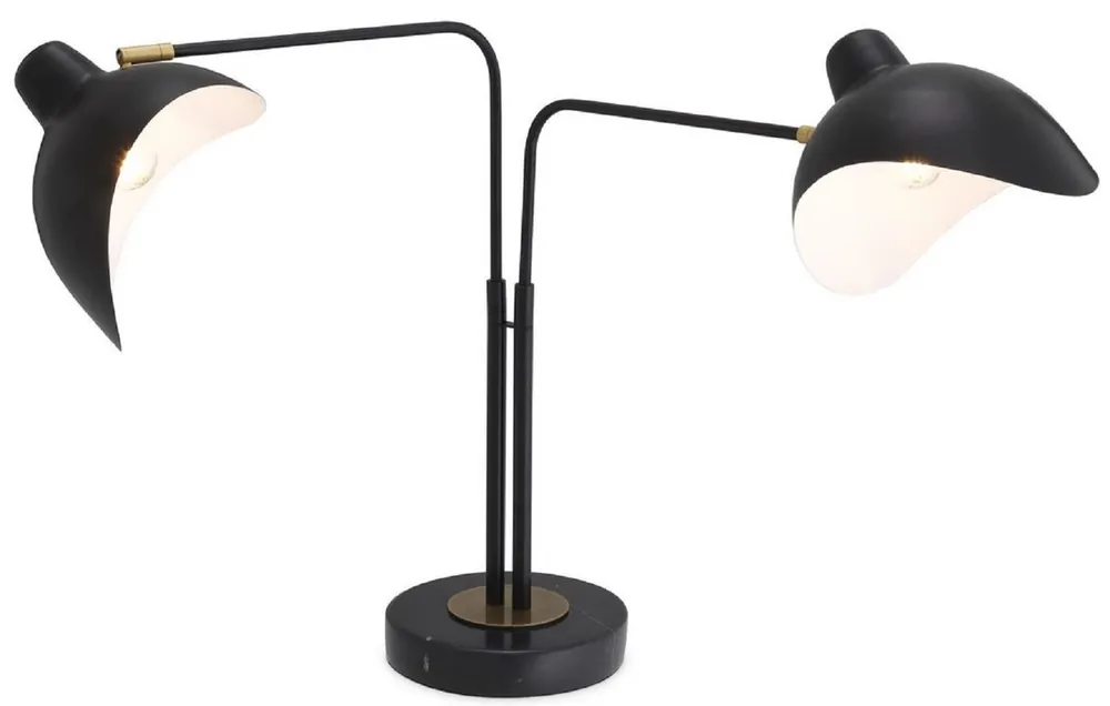 Schnäppchen Casa Padrino lámpara de mesa de diseño negro / latón antiguo 95 x 20 x A. 57 cm - Elegante lámpara de escritorio estilo años 50 - Luces de Lujo