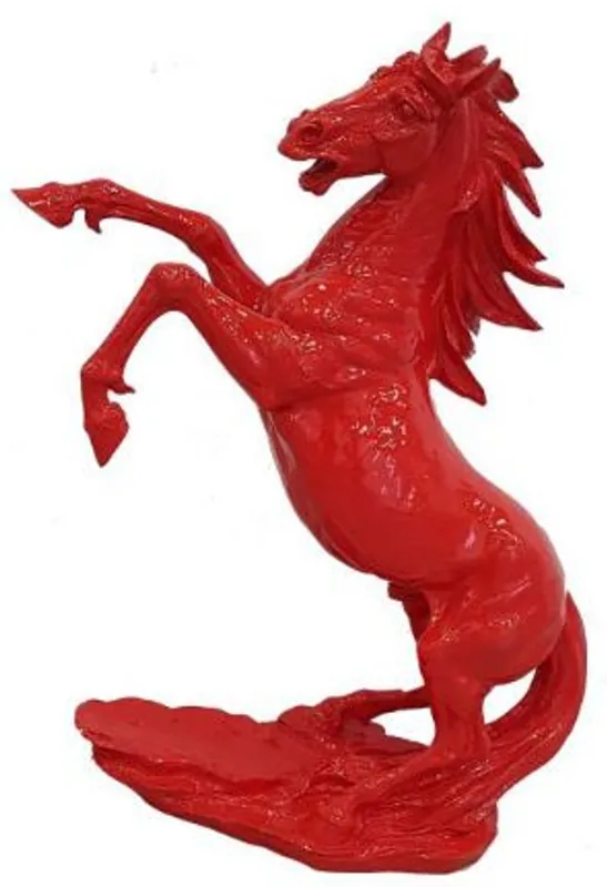 Expressversand Casa Padrino figura decorativa de diseño Caballo Salvaje rojo A. 92 cm - Escultura de decoración resistente a la intemperie - Decoración de salón - Decoración de jardín - Decoración de diseño