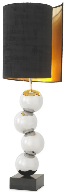 Casa Padrino lámpara de mesa de diseño plata / negro Ø 32 x A. 100 cm - Lámpara de escritorio moderna con base de mármol - Colección de Lujo Schnäppchen