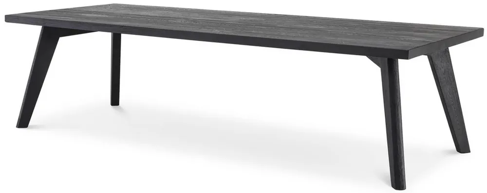 Casa Padrino mesa de comedor de madera maciza de lujo negro 280 x 110,5 x A. 76 cm - Mesa de cocina rectangular de madera de roble - Muebles de comedor de madera maciza - Calidad de Lujo Angebot