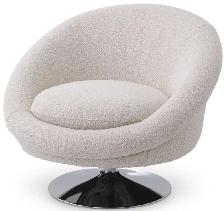 Casa Padrino sillón giratorio de lujo crema brillante / plata 84 x 88 x A. 73 cm - Sillón de Salón - Muebles de Lujo Sonderaktion