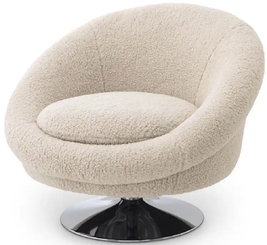 Casa Padrino sillón giratorio de lujo crema / plata 84 x 88 x A. 73 cm - Sillón de Salón - Muebles de Lujo Neuheit